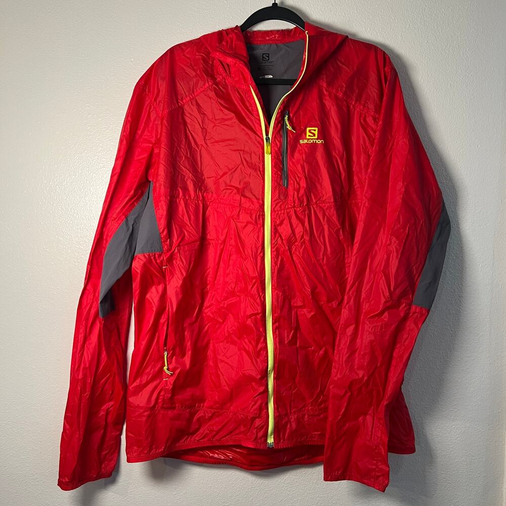Soloman Actiloft Wind Breaker Style Zip Up Jacket - Mens XXL 2XL - Red + Yellow
